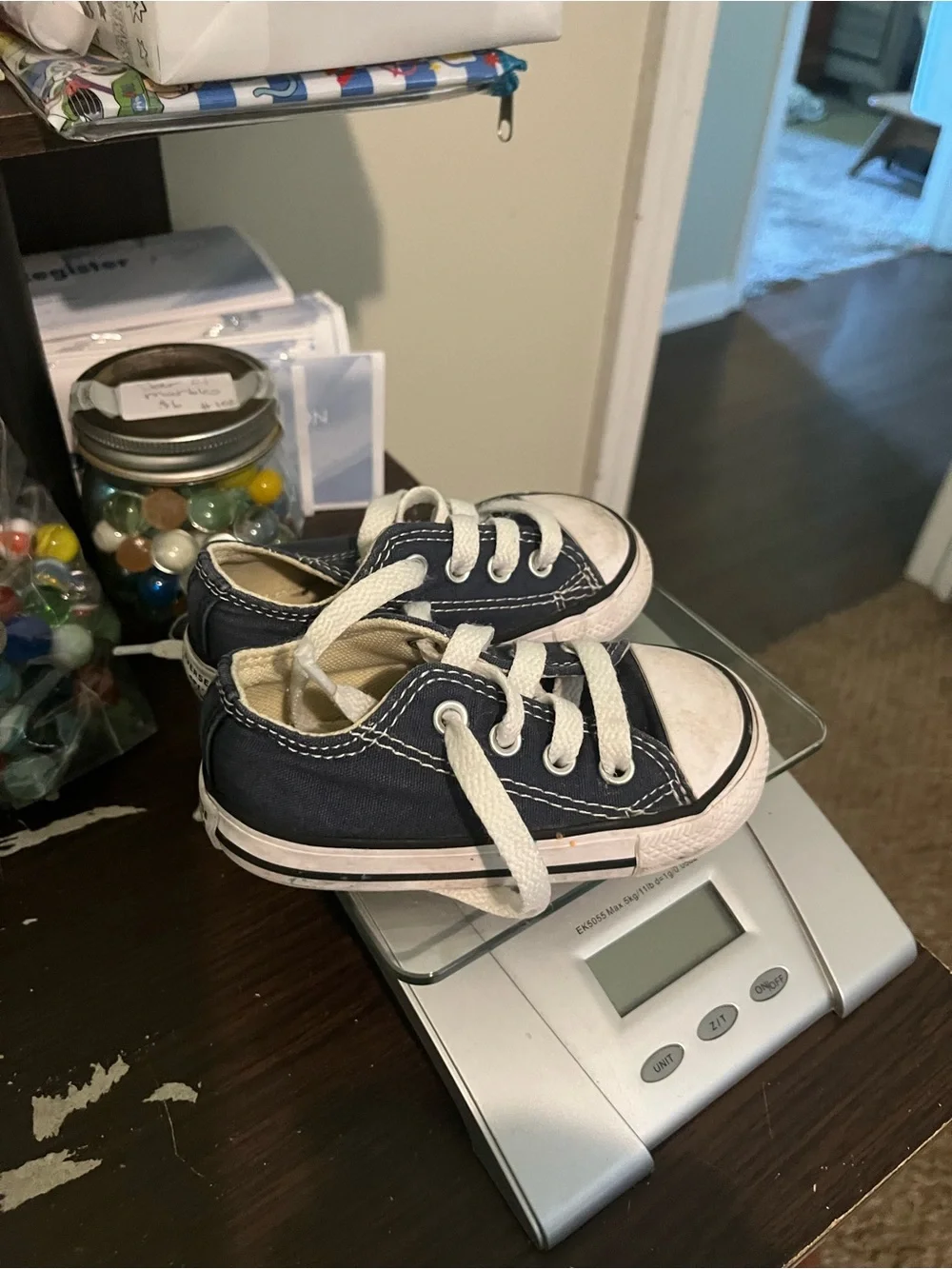 Converse Navy Canvas Kids Sneakers with White Laces